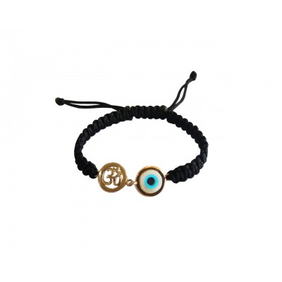 Auspicious om & evil eye joint bracelet with 10mm charm